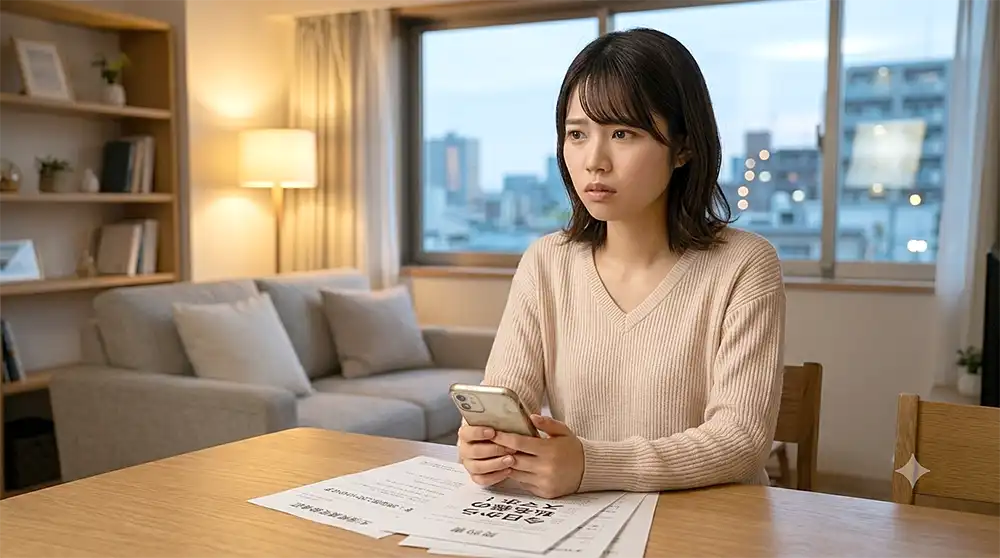 スマホ契約できるか不安げな女性